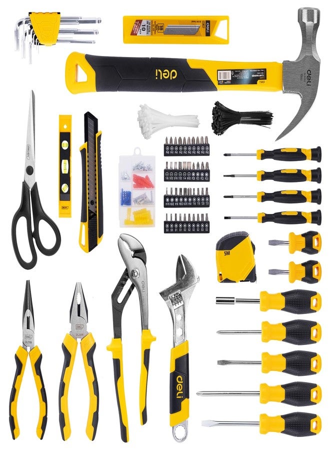 ديلي مجموعة أدوات منزلية من DELI، مكونة من 355 قطعة، مع حقيبة تخزين مفتوحة بعرض 14 بوصة، باللون الأصفر - Image 2