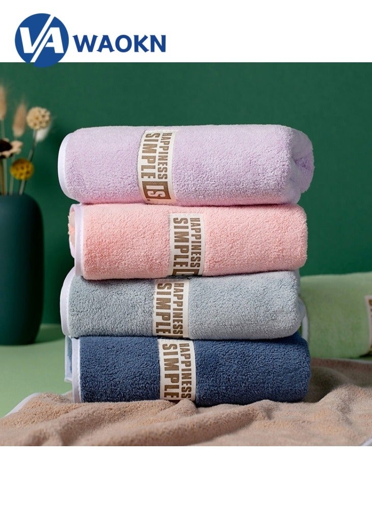 WAOKN 4-pack towel coral fleece soft no linting face towel  set solid color thickened enlarged soft absorbent face towel household adult children face wash towel - Image 1