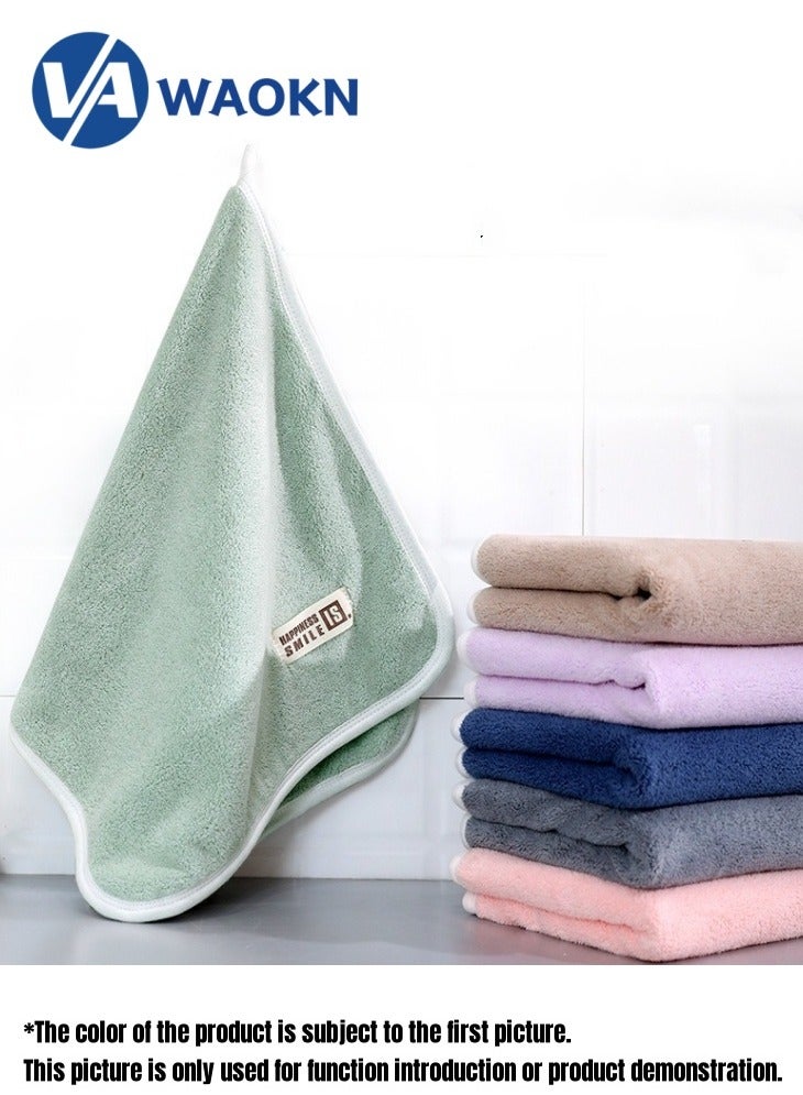 WAOKN 4-pack towel coral fleece soft no linting face towel  set solid color thickened enlarged soft absorbent face towel household adult children face wash towel - Image 4