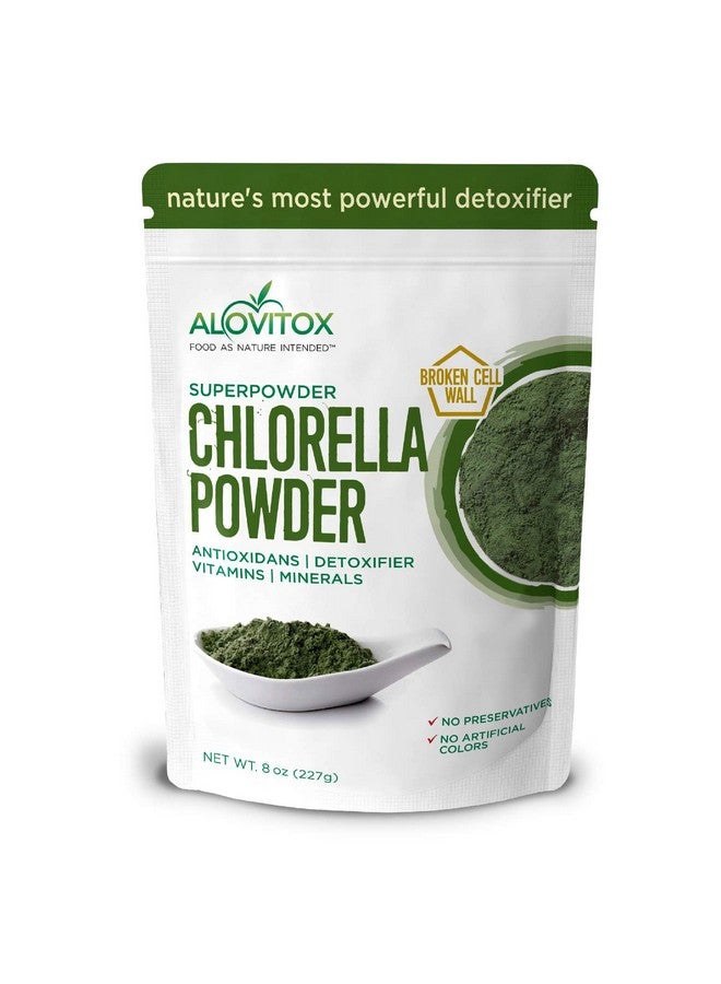 ALOVITOX Organic Chlorella Powder 8oz | Nutrient Dense Superfood with Antioxidants, Proteins, Vitamins C, E, B Complex, Enzymes, Chlorophyll, Omegas 3 and More| Organic Raw No Additives or Colors - Image 1