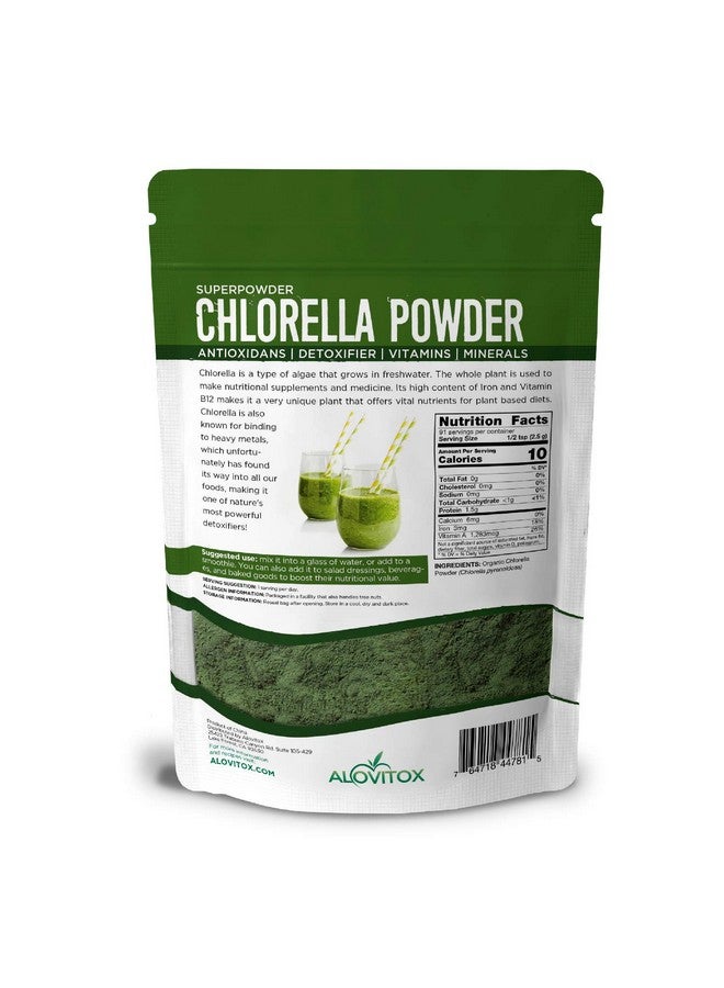 ALOVITOX Organic Chlorella Powder 8oz | Nutrient Dense Superfood with Antioxidants, Proteins, Vitamins C, E, B Complex, Enzymes, Chlorophyll, Omegas 3 and More| Organic Raw No Additives or Colors - Image 2