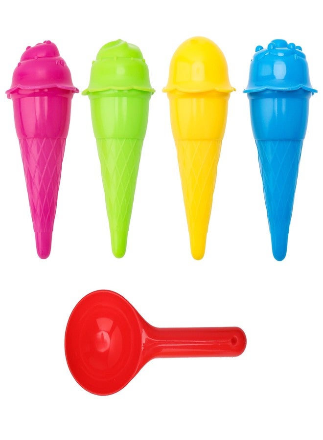 Inxens Dough Tools Ice Cream Set for Kids 9 PCS, Kids Modeling Clay Tools, Sand Molds Kit with Cones and Scoops, Durable Plastic Toddler Sensory Art Supplies for Preschoolers Ages 2-4 - Image 2