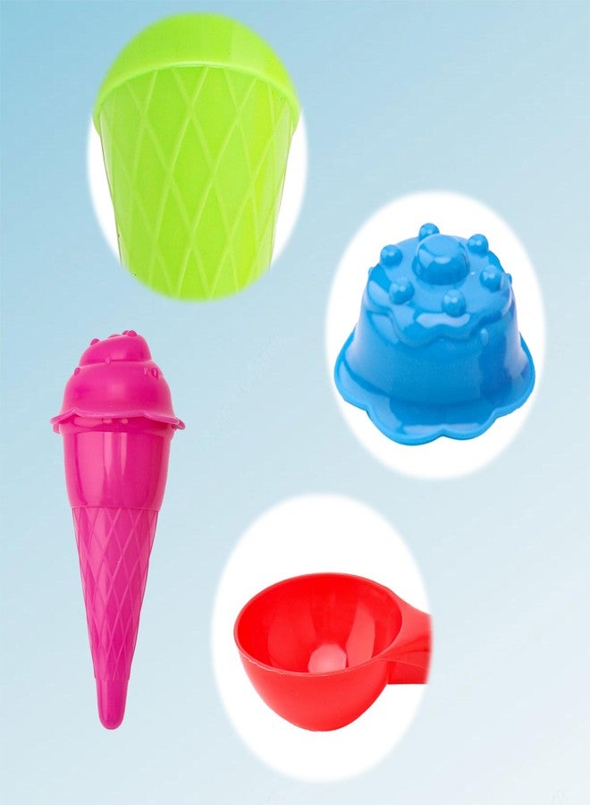Inxens Dough Tools Ice Cream Set for Kids 9 PCS, Kids Modeling Clay Tools, Sand Molds Kit with Cones and Scoops, Durable Plastic Toddler Sensory Art Supplies for Preschoolers Ages 2-4 - Image 3