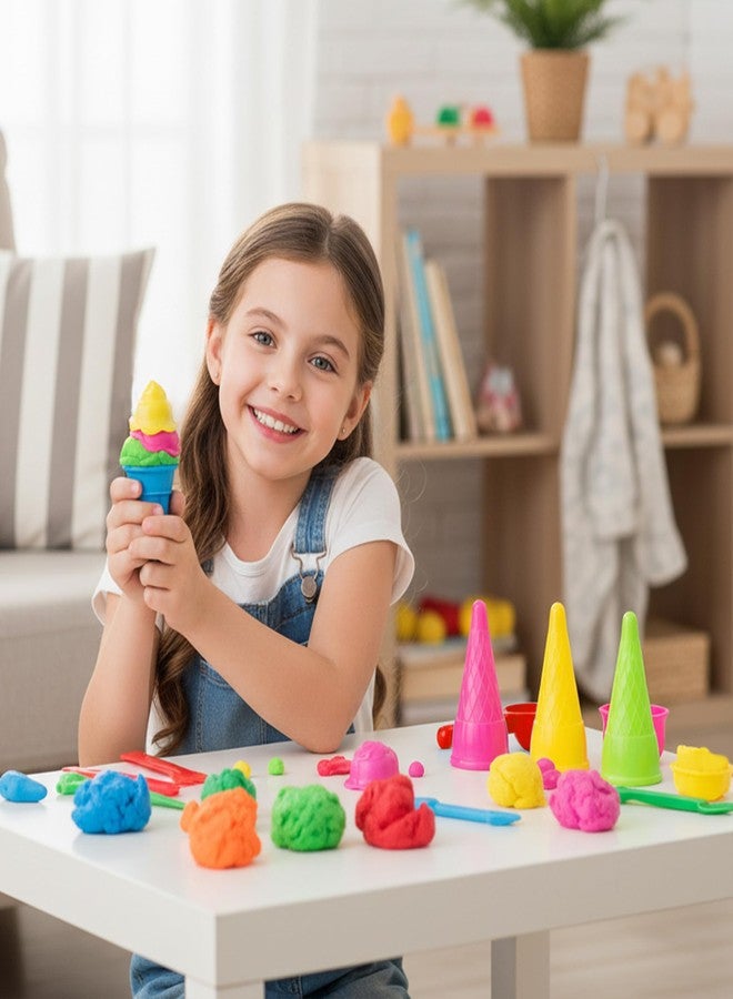 Inxens Dough Tools Ice Cream Set for Kids 9 PCS, Kids Modeling Clay Tools, Sand Molds Kit with Cones and Scoops, Durable Plastic Toddler Sensory Art Supplies for Preschoolers Ages 2-4 - Image 4
