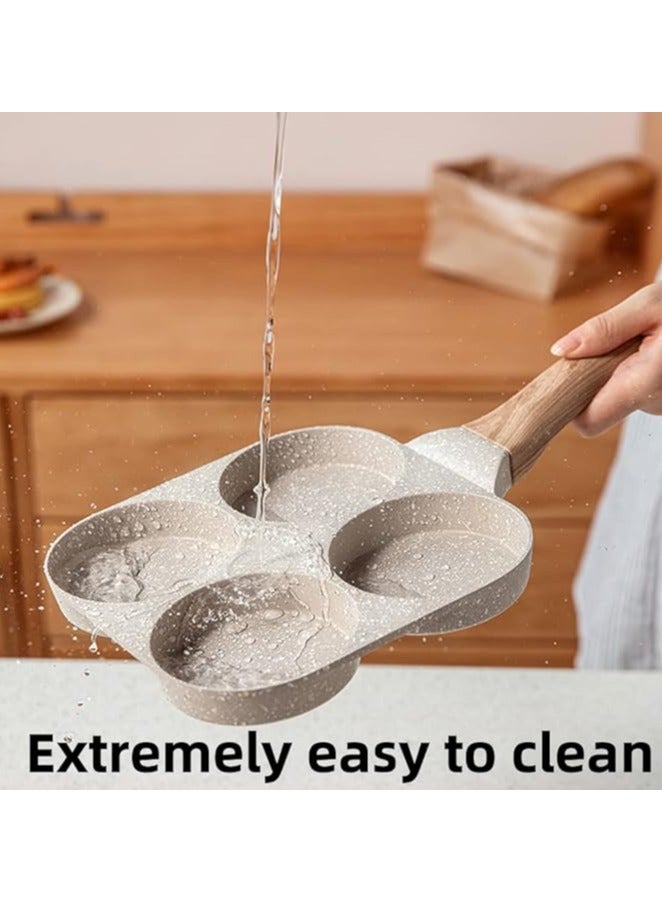 Halamine 4-Cup Nonstick Egg Frying Pan, Omelet Pan for Burger Eggs Ham Pancake Maker, Egg Skillet For Breakfast, Suitable For Gas Stove & Induction Cookware, Beige - Image 5