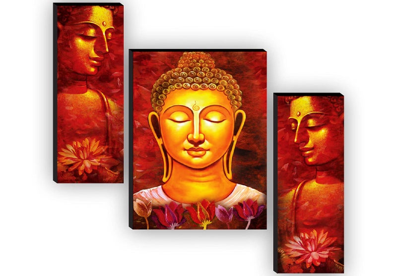 SAF paintings Set of 3 Buddha Paintings for living room with frame Self Adeshive UV Textured MDF Framed Painting 12 Inch X 18 Inch SAF-JM7707 - Image 4