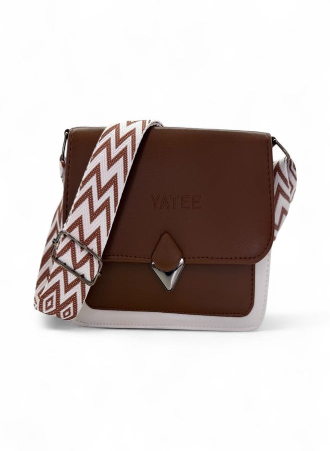 YATEE Stylish Crossbody Sling Bag for women & Girls - Premium PU Leather Shoulder Purse with Adjustable Strap, Brown Casual shoulder Bag for Office, Travel & Daily Use. - Image 1
