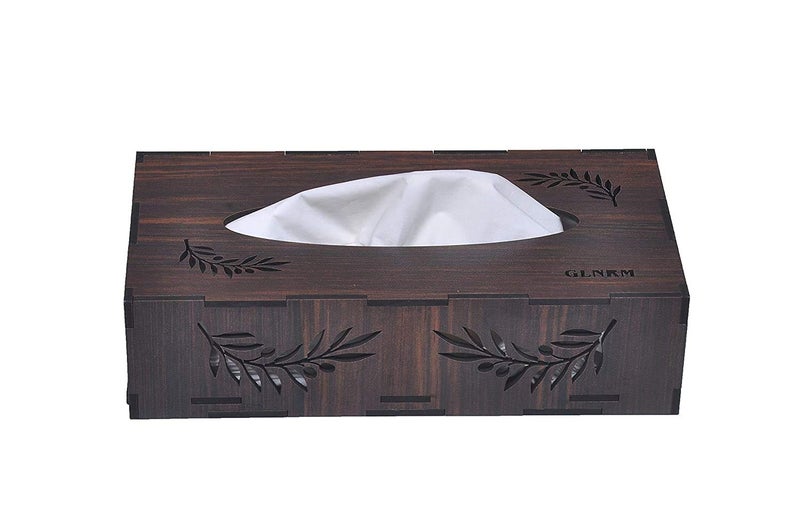 GLNRM Wooden Tissue Paper Box Holder Decorative Organizer Napkin Holder Box for Bathroom Office Kitchen Car with Tissue Paper Brown VEL - Image 5