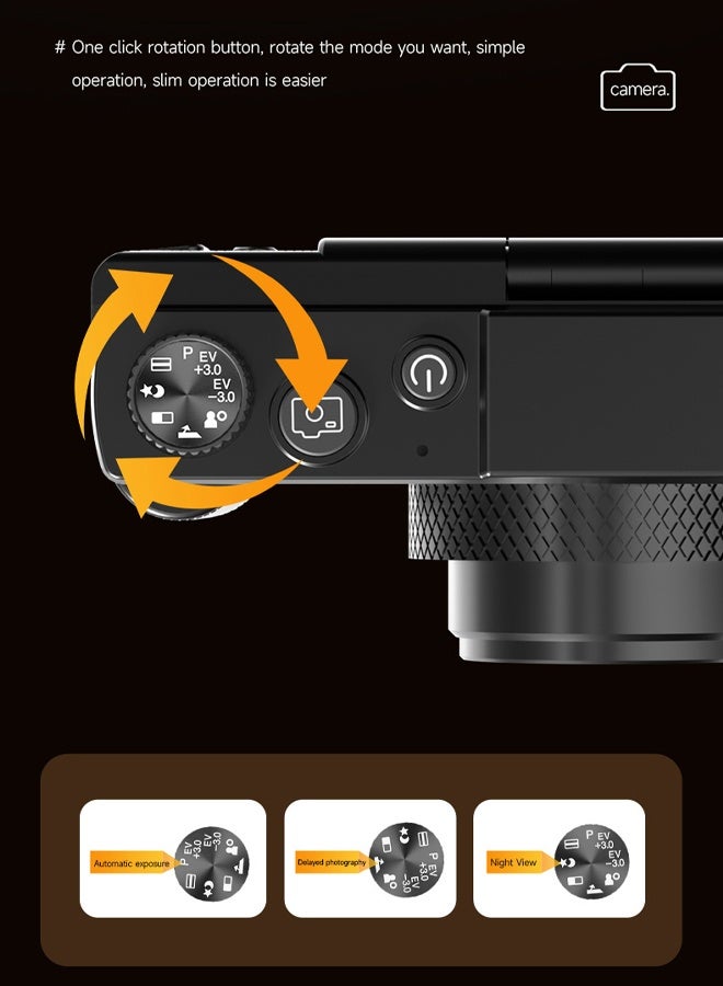 Makrystorm 5K Digital Camera, 75MP Camera Digital for Photography, Point and Shoot Camara with 64GB Micro SD Card, 18X Digital Camera with 2.8" 180° Flip Screen, Vlogging Camera for Beginner Gift - Image 5