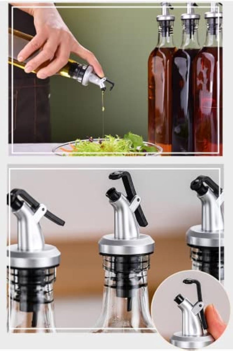 PALVOX-Seasoning Jars with Spoons Set of 5Condiment Pots Spice Jars with, Combination Spoon and Lid Design Glass Seasoning Jars 300ml/10 oz& 2 Olive Oil Bottles Dispenser (5PCS Spice set) - Image 3