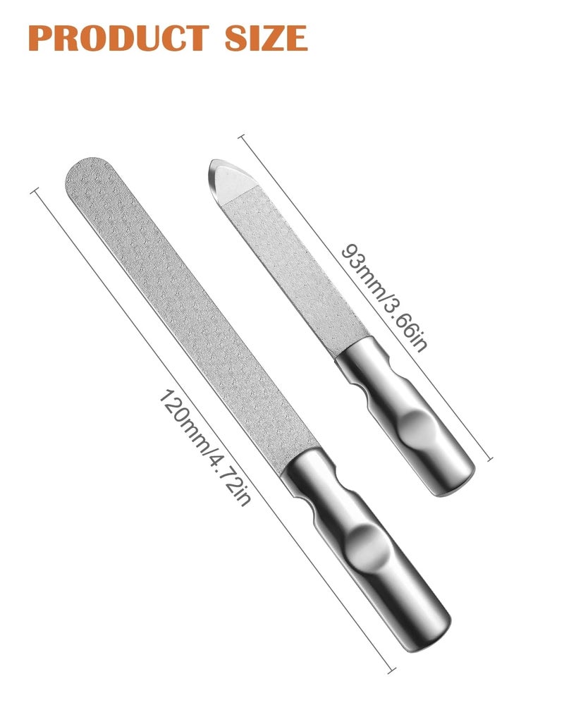 FVION Professional Metal Nail Files - 2 PCS Double-Sided Nail File with Coarse and Fine Manicure Pedicure Tools for Fingernails and Toenails - Large - Image 5