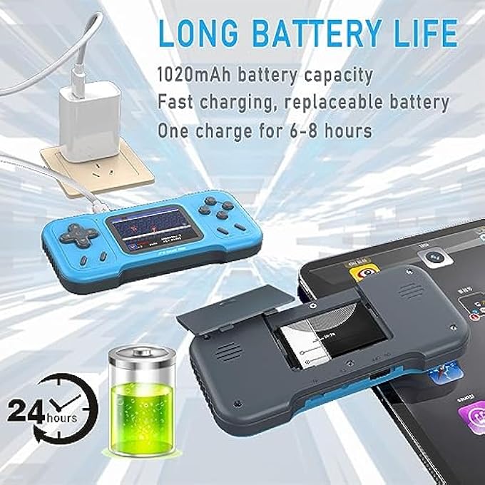 HANDHELD RETRO GAME CONSOLE FOR KIDS ADULTS, , BUILT-IN 500 GAMES, 3.0" FT HD COLOR SCREEN, AV OUTPUT, DUAL 3D JOYSTICKS, PROTABLE VIDEO GAME CONSOLE AS GIFT FOR BIRTHDAY - Image 5