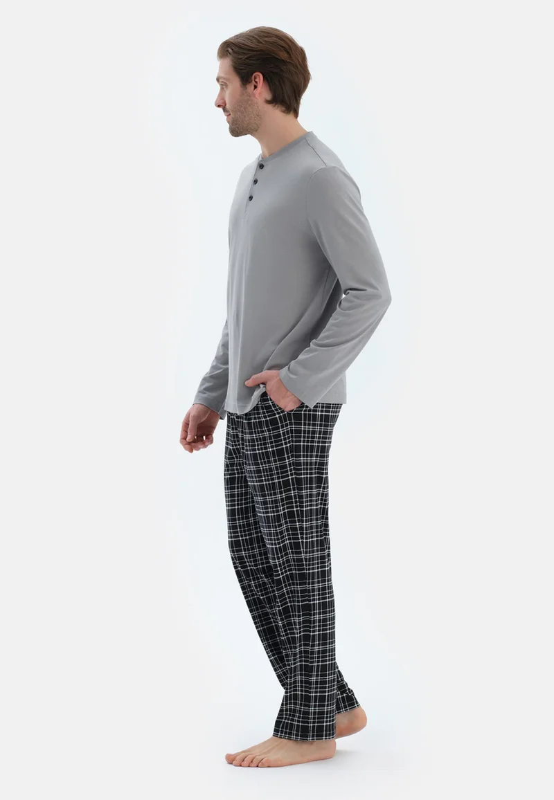 Dagi  Regular/Classic Fit T-shirt & Trousers Pajama Sets Crew Neck Cotton Blend Sleepwear for Men | Best Price UAE
