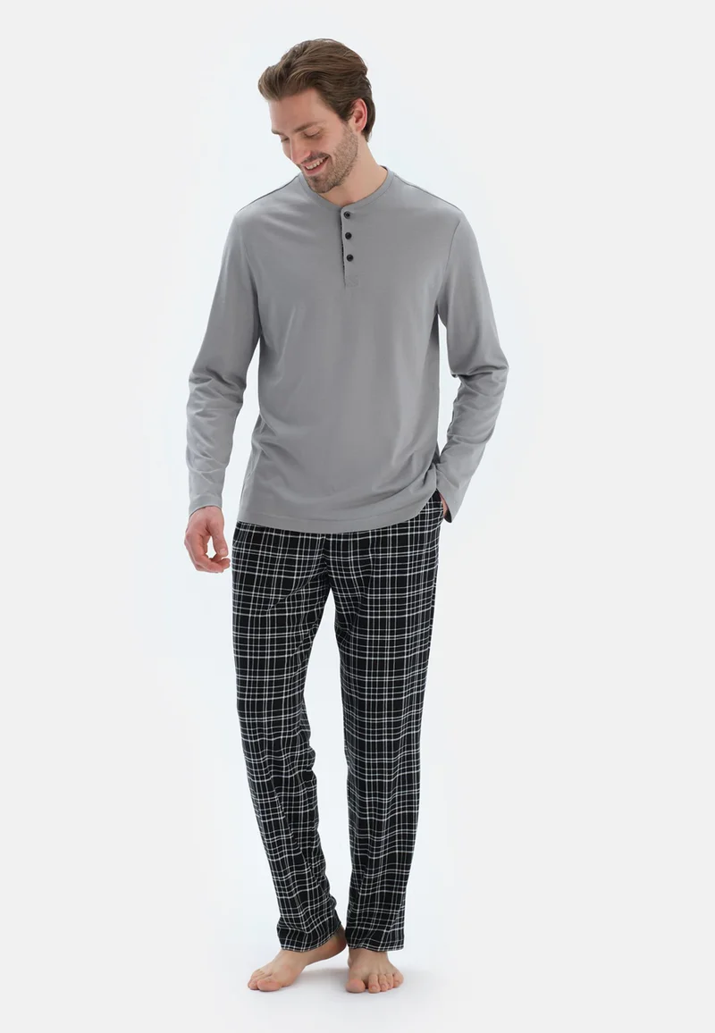 Regular/Classic Fit T-shirt & Trousers Pajama Sets Crew Neck Cotton Blend Sleepwear