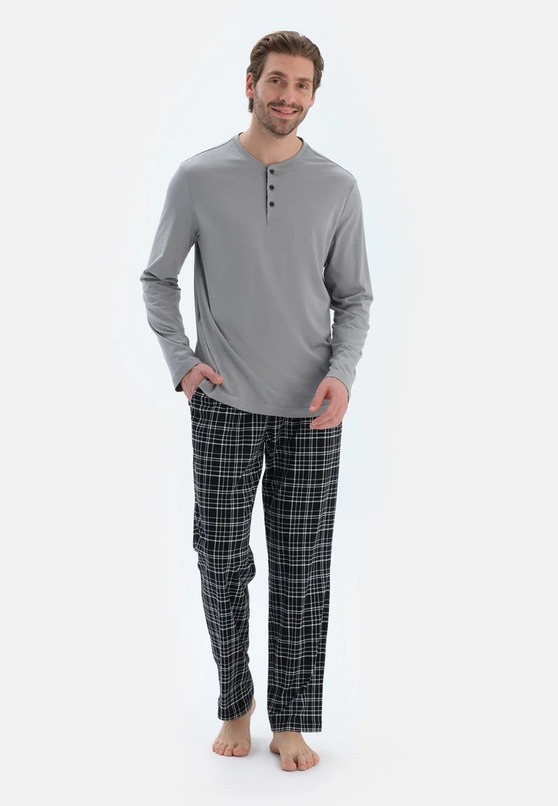 Dagi  Regular/Classic Fit T-shirt & Trousers Pajama Sets Crew Neck Cotton Blend Sleepwear for Men | Best Price UAE