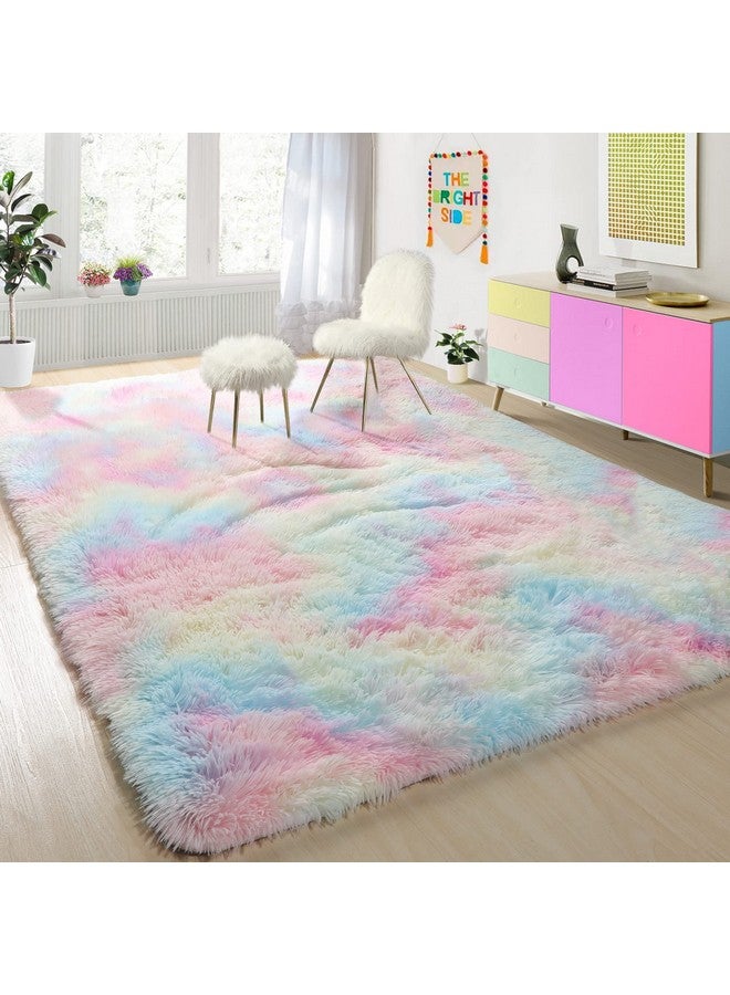 PAGISOFE Rainbow Rugs 6x9, Large Fluffy Soft Carpet,Plush Shaggy Rugs for Bedroom Girls,Kids Rooms,Fuzzy Nursery Rug for Baby's Toddler's Room, Clorful Rooms Decor for Teenage Pastel Kawaii Princess - Image 5