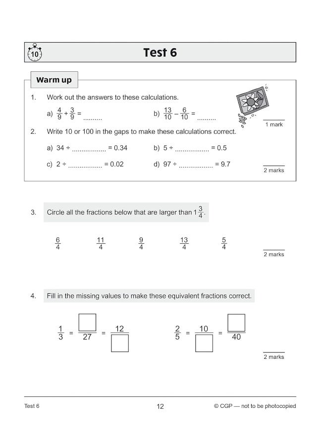KS2 Year 5 Maths 10-Minute Tests: Fractions, Decimals & Percentages - Image 4