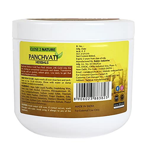 Panchvati Herbals Regular Gold Face Pack | Maintains Skin Elasticity & Brightness Up Face - 800 ml - Image 3