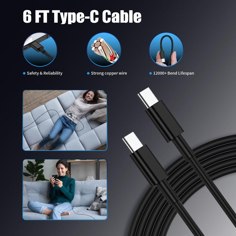 Essri 3Pack USB C Charger for Samsung Galaxy S24 Ultra, Super Quite Fast Charging Type C Block with 6FT C to C Cord for Samsung Galaxy Tab S9 S8 S23 Ultra S22 Ultra S23 S22 S21 Note 10 Plus 20 - Image 5