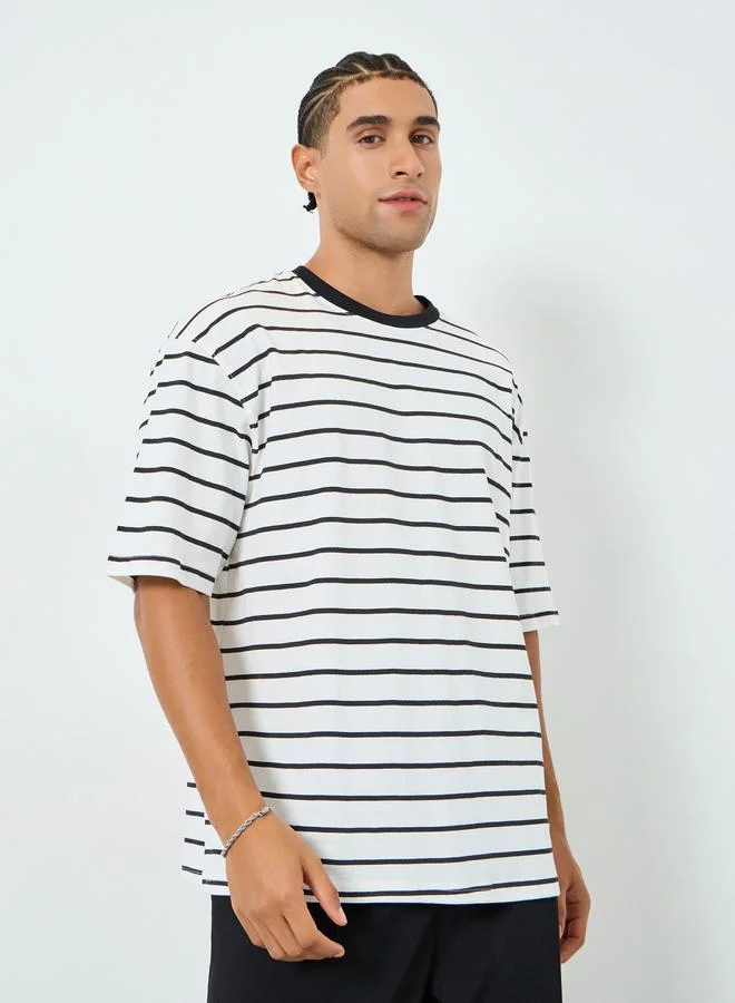 Styli Men Oversized Striped Heavy Jersey T-Shirt