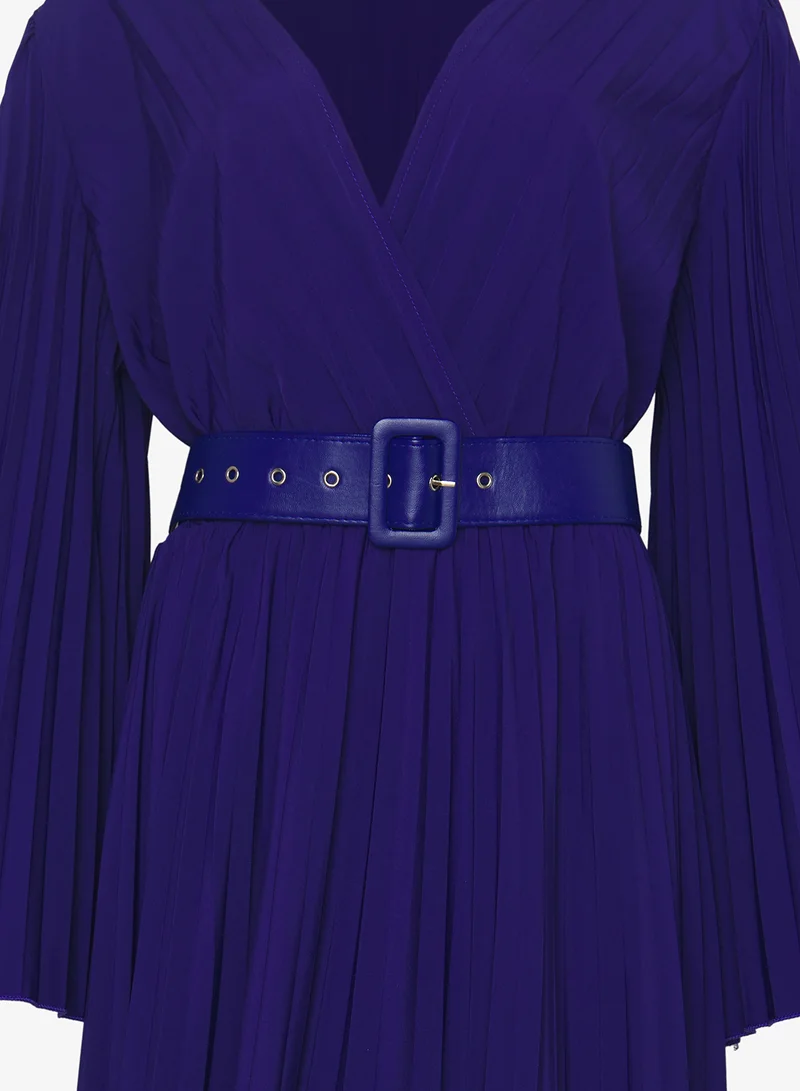Ella Plus Belted Dress With Pleats