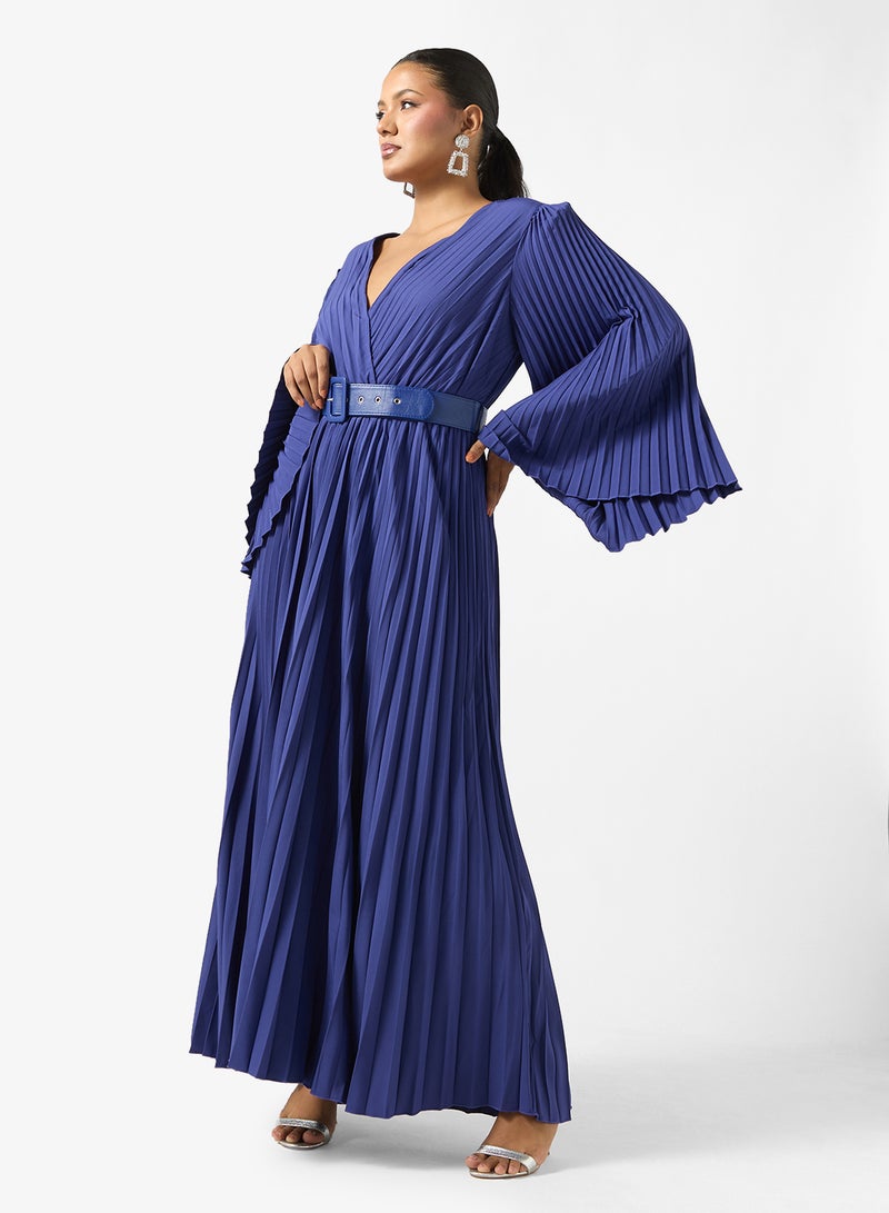 Ella Plus Belted Dress With Pleats - Image 1