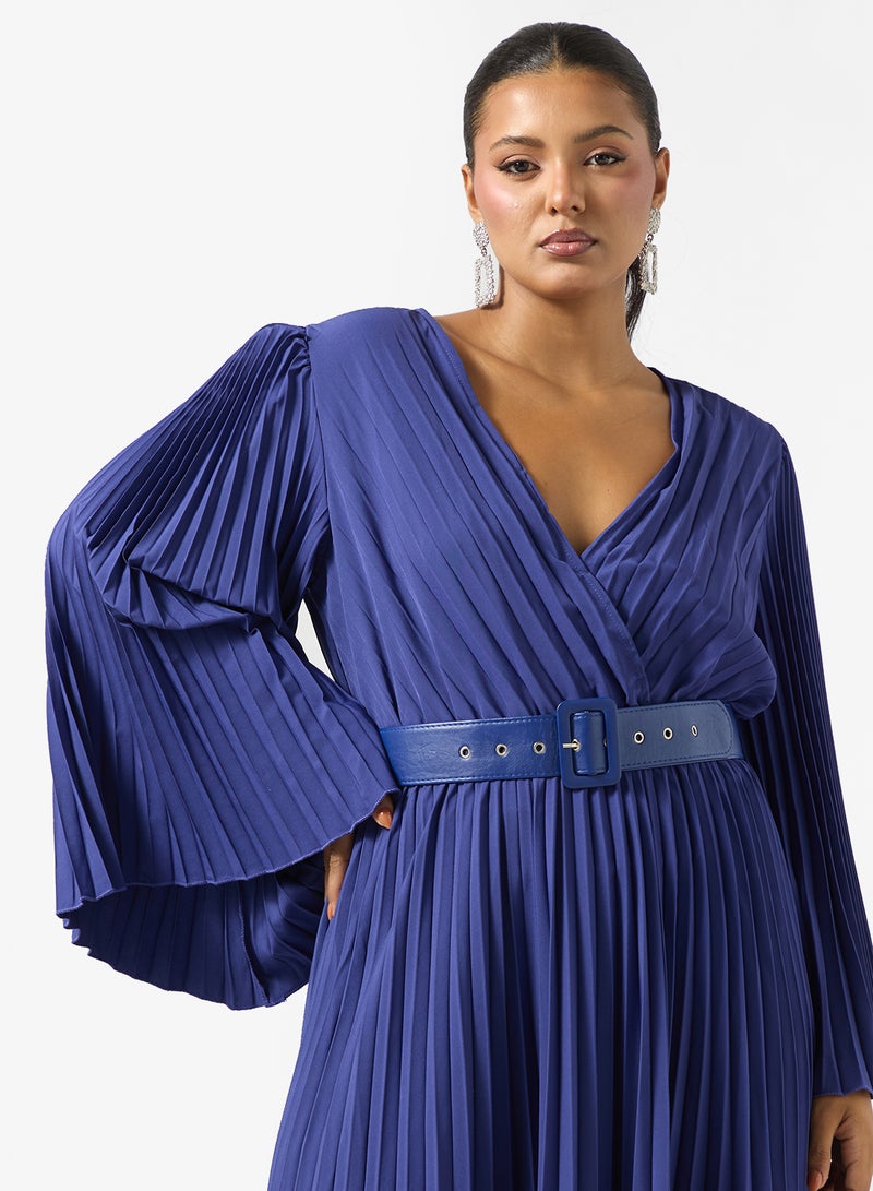 Ella Plus Belted Dress With Pleats - Image 3