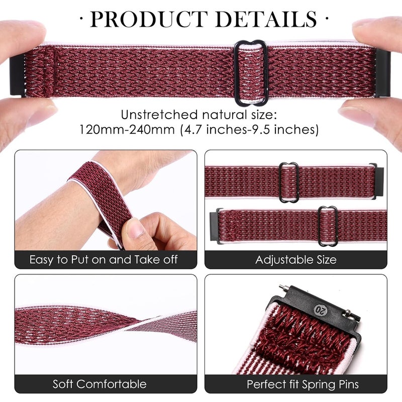 مجموعة من 6 أحزمة قماشية متوافقة مع ساعات Amazfit Cheetah 2 Pro/Active 3 Premium/Active 2/Active 2 Square/Active/2 Ultra/Bip U Pro/Bip 3/3 Pro/GTS 4/3/2/1 الذكية، حزام بديل ناعم وجيد التهوية - Image 3