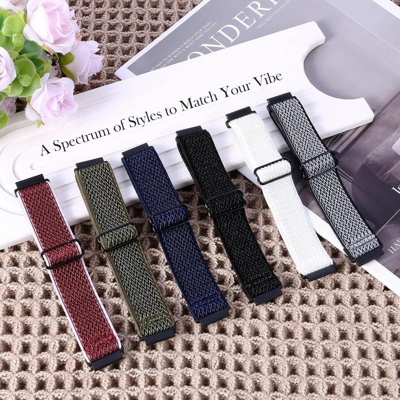 مجموعة من 6 أحزمة قماشية متوافقة مع ساعات Amazfit Cheetah 2 Pro/Active 3 Premium/Active 2/Active 2 Square/Active/2 Ultra/Bip U Pro/Bip 3/3 Pro/GTS 4/3/2/1 الذكية، حزام بديل ناعم وجيد التهوية - Image 2