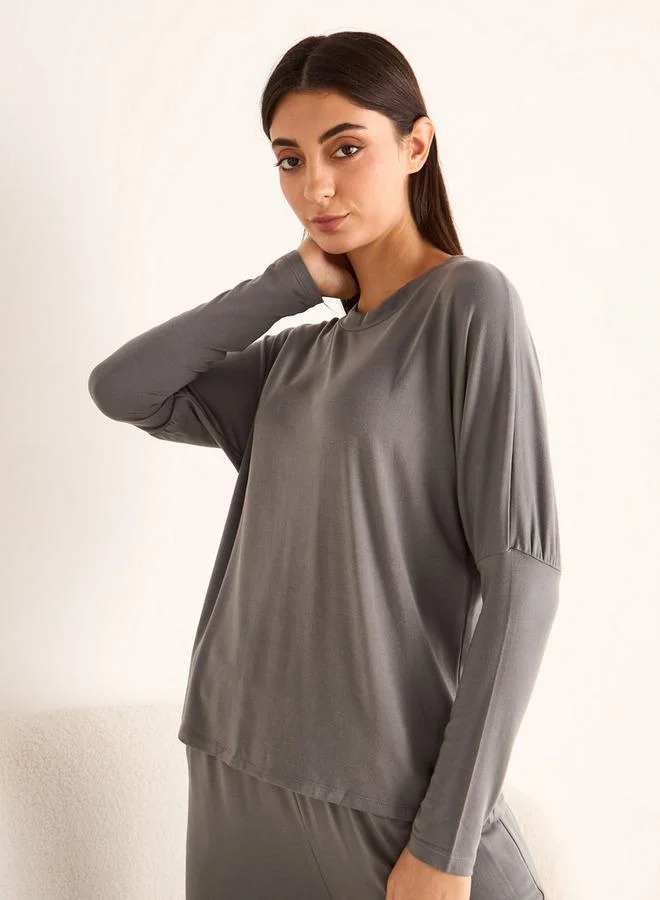 Aadaraya Aadaraya Drop Shoulder Long Sleeve T-shirt and Elasticated Joggers Set