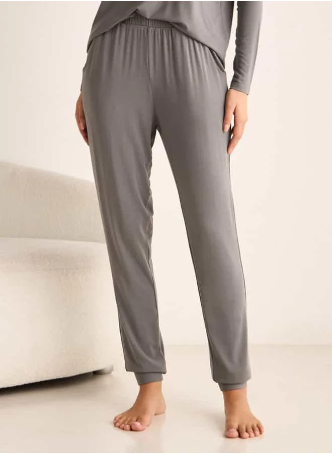 Aadaraya Aadaraya Drop Shoulder Long Sleeve T-shirt and Elasticated Joggers Set