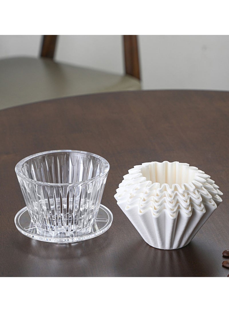 TDAO Wave Type Plastic Coffee Dripper/Cake Dripper Cup, 1~4 Cup Plastic Pour Over Coffee Dripper, Coffee Maker, Ceramic Slow Brewing Accessories for Home, Cafe, Restaurants, Strong Flavor Brewer Clear - Image 4