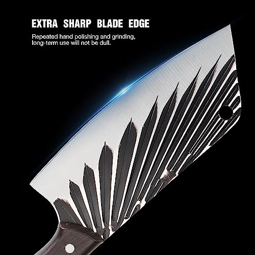 Agabani Meat Cleaver Knife, Professional Chopping Knife with Heavy Duty Blade and Black Handle, German Military Grade Composite Steel, Chinese Chef's Cutting Knife for Home Kitchen & Restaurant - Image 2
