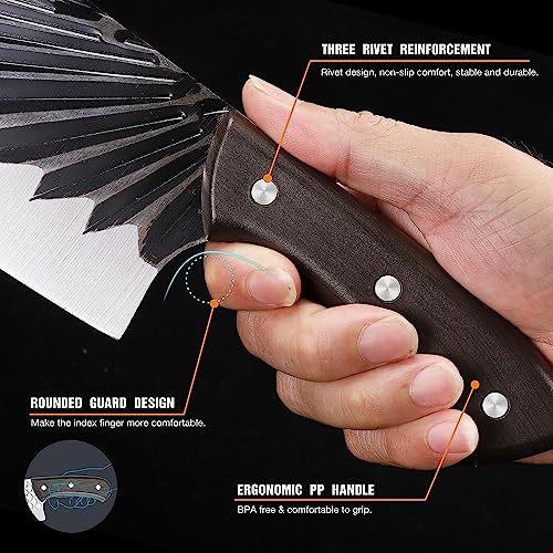 Agabani Meat Cleaver Knife, Professional Chopping Knife with Heavy Duty Blade and Black Handle, German Military Grade Composite Steel, Chinese Chef's Cutting Knife for Home Kitchen & Restaurant - Image 5