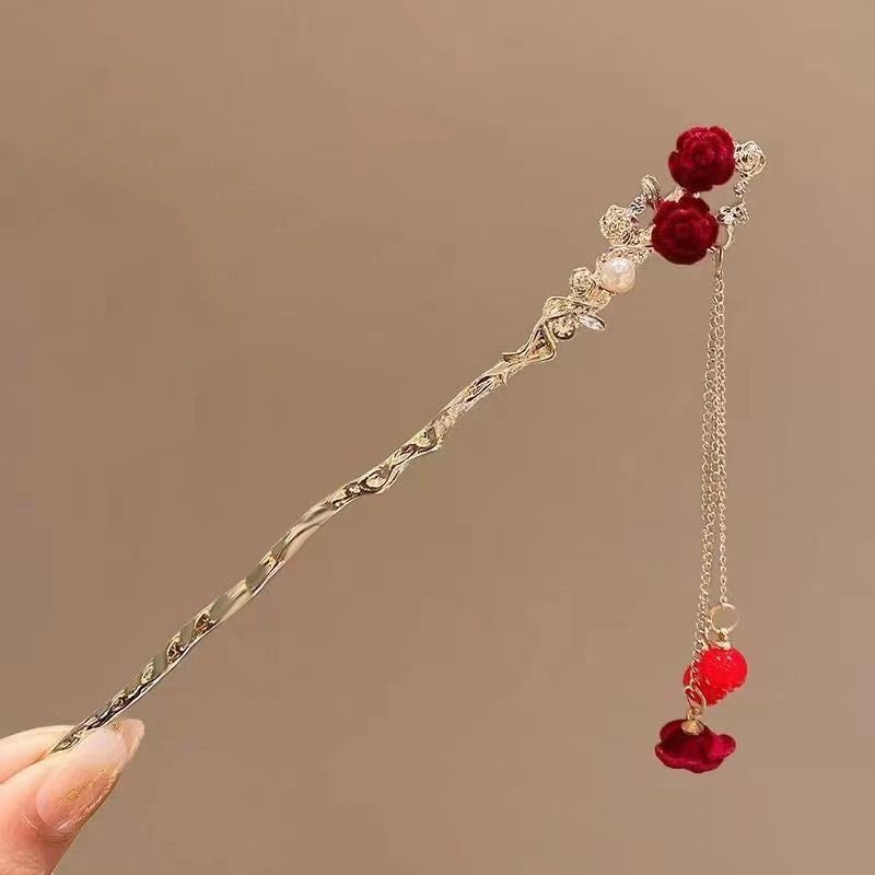 Generic New year ancient style tassel hairpin Womens Chinese style Han clothing cos large clip national fashion butterfly wheat ear updo hair headdressAntique tassel hairpin 11 [Environmental Protection]] Antique tassel hairpin 11 [Environmental Protection]]