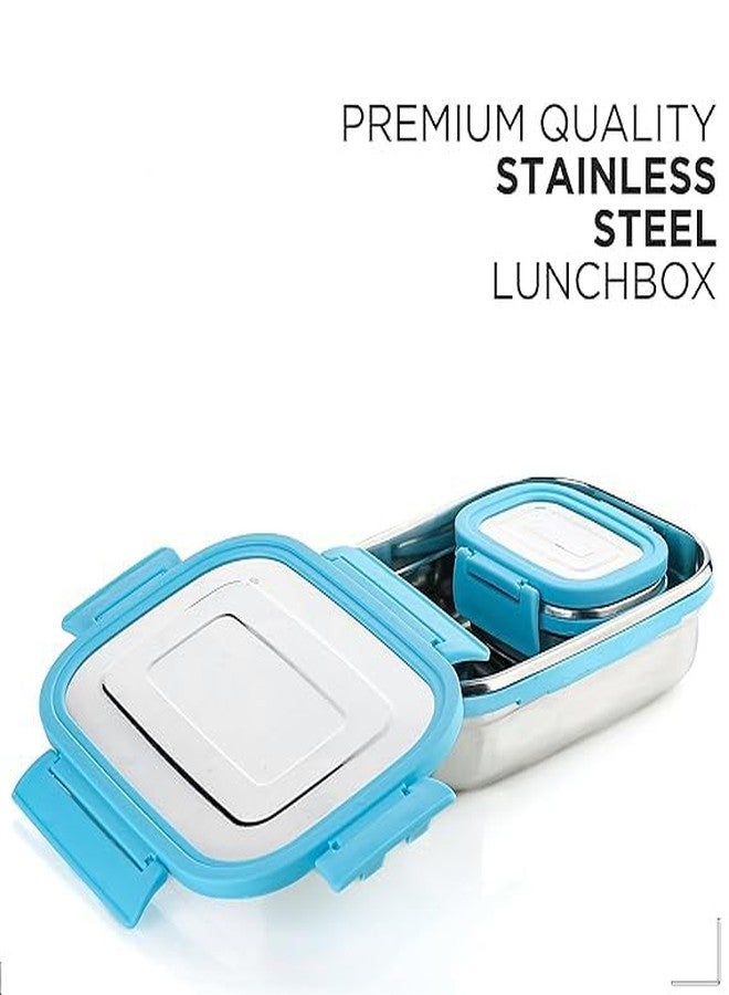 BoldBlossom Stainless Steel 550ml Leak-Proof Lunch Box Set – 2-Piece Insulated Bento Box for Kids & Adults – Eco-Friendly Metal Food Prep Containers with Airtight Locking Lids – BPA-Free, Dishwasher Safe - Image 3