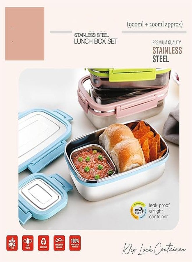 BoldBlossom Stainless Steel 550ml Leak-Proof Lunch Box Set – 2-Piece Insulated Bento Box for Kids & Adults – Eco-Friendly Metal Food Prep Containers with Airtight Locking Lids – BPA-Free, Dishwasher Safe - Image 5