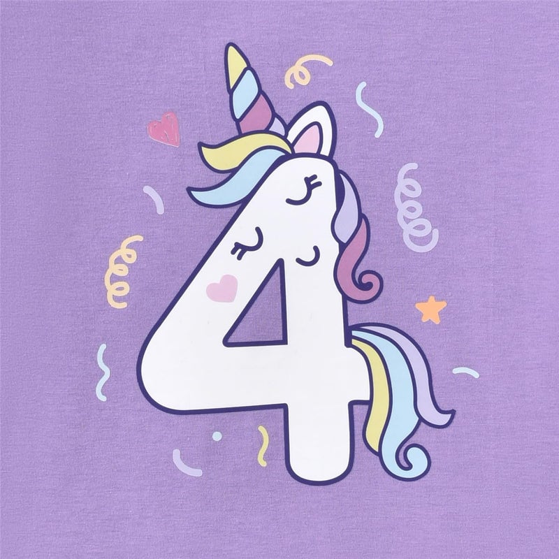 CPEI 4th Birthday Outfit Girl,4 Year Old Fourth Four Shirt Skirt Outfit for Toddler Girls (Purple, 4T) - Image 3