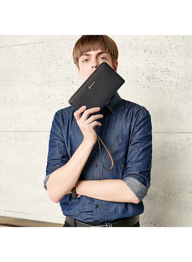 Scarecrow Men's Soft Cowhide Clutch, Men's Handbag, Wallet, Single Handle Bag, Qixi Valentine's Day Gift - Image 2