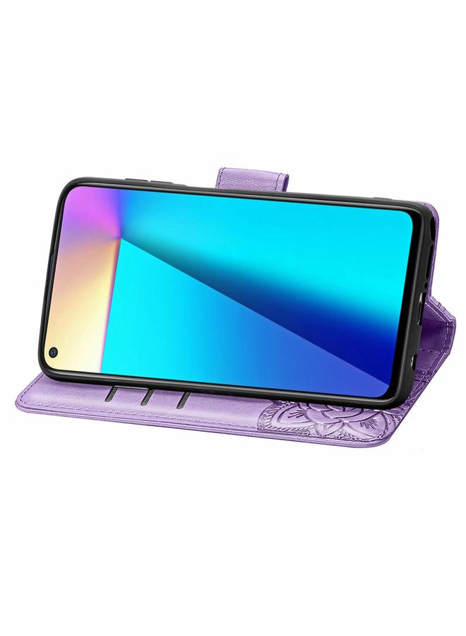 اس-توب جراب جلدي أفقي قابل للطي منقوش عليه زهور حب الفراشات مع حامل وفتحات للبطاقات ومحفظة وحبل لهاتف Infinix Note 7 - Image 4