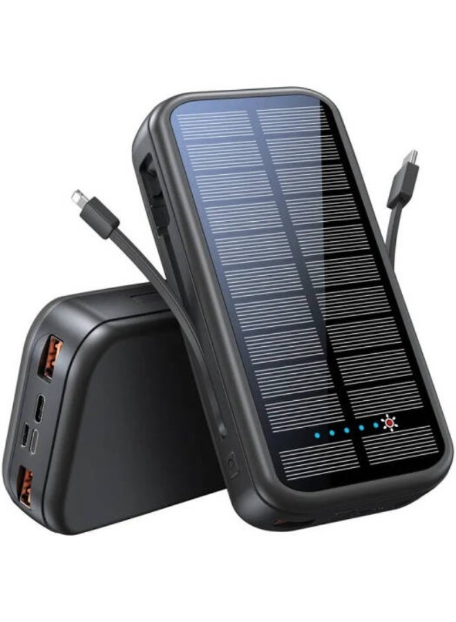 GreenLion Green Lion PD2OW Solar 2 Power Bank, 2x QC 3.0 Output, 20W Power Delivery Output, 20000mAh Battery Capacity, Overvoltage Protection, Short Circuit Protection, Black - Image 1