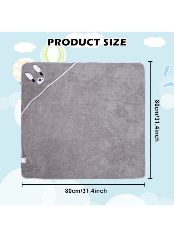 Bukela Baby Bath Towel with Closed Eyes – Blue Dog + Gray Elephant, 2 Designs, Soft Cotton Hooded Towel - Image 3