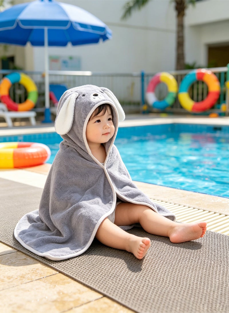 Bukela Baby Bath Towel with Closed Eyes – Blue Dog + Gray Elephant, 2 Designs, Soft Cotton Hooded Towel - Image 5