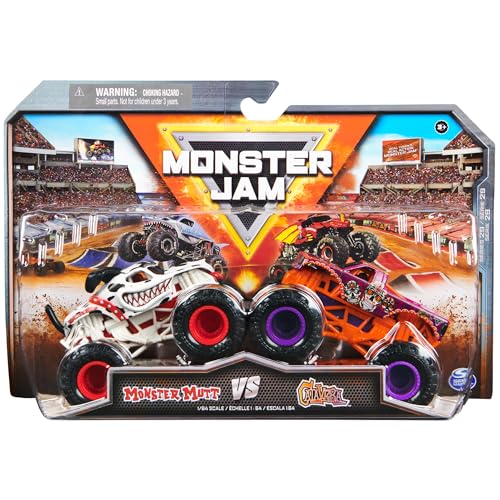 Monster Jam, Official Dalmatian Vs. Calavera Die-Cast Monster Trucks, 1:64 Scale, Kids Toys for Boys Ages 3 and up - Image 1