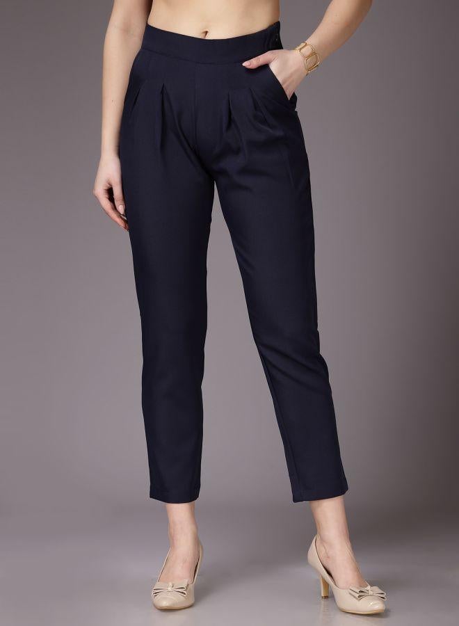 Freehand Women Regular Fit Solid Mid-Rise Pleated Pants - Image 1