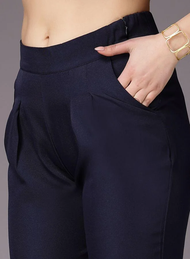 Freehand  Women Regular Fit Solid Mid-Rise Pleated Pants for Women | Best Price UAE