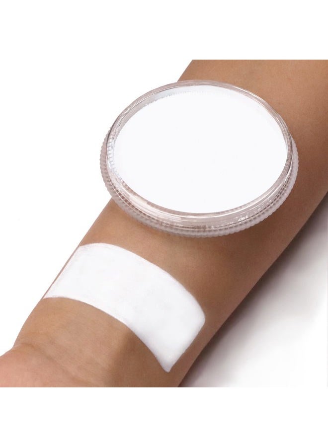 MEICOLY طلاء وجه نيون، طلاء جسم يتلألأ في الظلام، طلاء وجه مائي مفعّل بالفلوريسنت للبالغين والأطفال، طلاء وجه أبيض بلون واحد لعيد الهالوين، 1.05 أونصة، أبيض/أزرق UV - Image 2