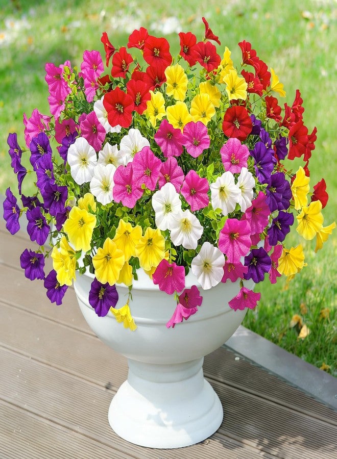 Besteek 20 Bundles Artificial Flowers for Outdoors, Fake Flower UV Resistant Silk Morning Glory Petunias Eucalyptus Faux Plants for Outside Planter Vase Garden Yard Porch Window Home Decor, Multicolor - Image 1