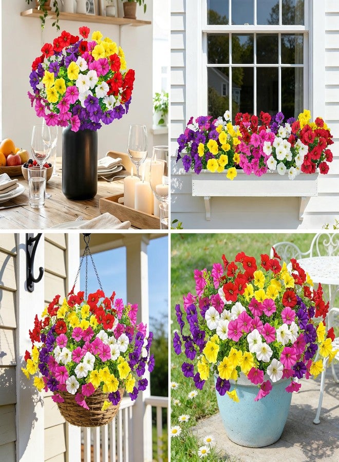 Besteek 20 Bundles Artificial Flowers for Outdoors, Fake Flower UV Resistant Silk Morning Glory Petunias Eucalyptus Faux Plants for Outside Planter Vase Garden Yard Porch Window Home Decor, Multicolor - Image 5