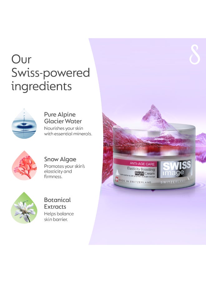 SWISS image Anti-Age 36+ Elasticity Boosting Night Cream 50 ml Reduces Appearance of Dark Circles, Wrinkles And Fine Lines Collagen boosting Cream for All Skin Types For Men And For Women  - Image 3